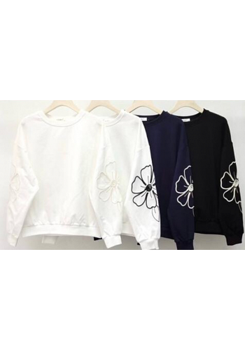 SWEATSHIRT MED BLOMDEKOR PÅ ÄRMEN – MIXAT PACK 2
