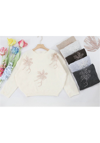 STICKAD TRÖJA MED PALJETTBLOMMOR – MIXAT PACK 2