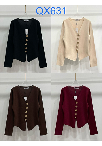 FIGURSYDD CARDIGAN MED GULDKNAPPAR 2