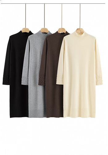 STICKAD KLÄNNING MED PÄRLDETALJER - MIXAT PACK 2