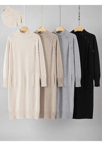 STICKAD KLÄNNING MED KNAPPDETALJ - MIXAT PACK 2