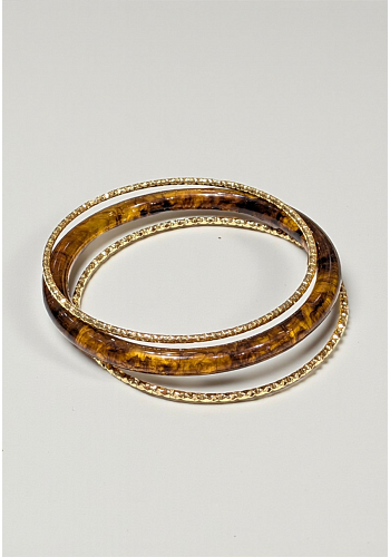 3-PACK BANGLE I GULD & SKÖLDPADDSMÖNSTER 2