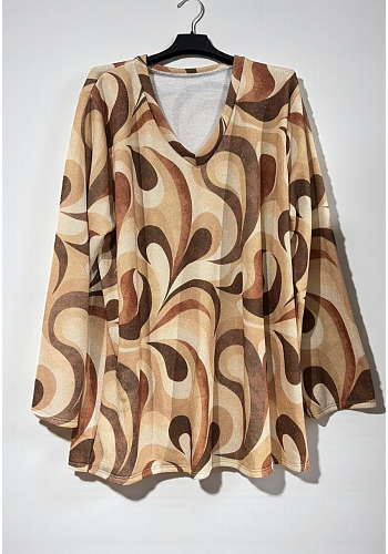 SVAGT V-RINGAD TRÖJA MED TRYCK 2