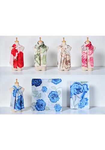 ROMANTISK ROSMÖNSTRAD SJAL 2