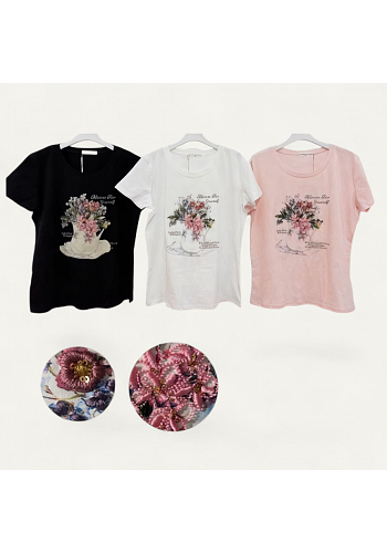 T-SHIRT MED BLOMPRINT 2