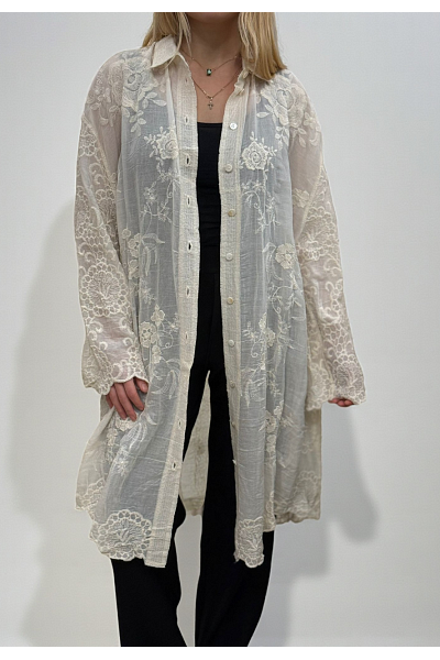 HÄRLIG, LÅNG BRODERAD SKJORTA/KLÄNNING