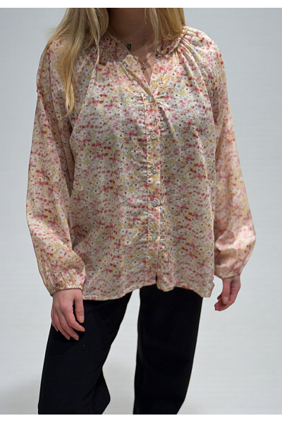 FIN, SMÅBLOMMIG BLUS MED MURARKRAGE