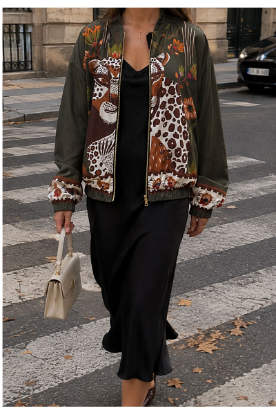 BOMBERJACKA MED LEOPARDPRINT