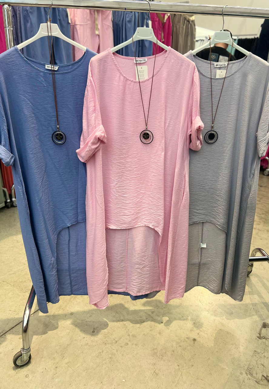 OVERSIZED TUNIKA MED FICKOR & HALSBAND – LÅNG BAK, KORT FRAM 1